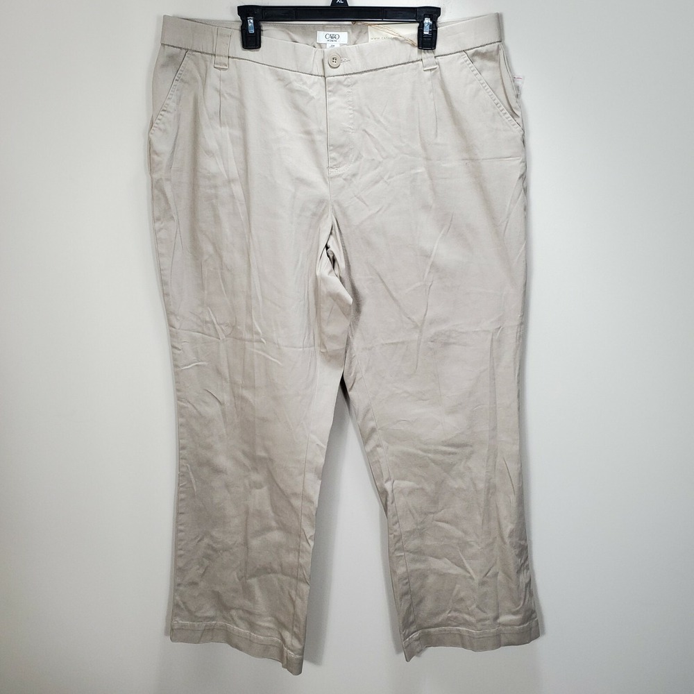 Cato Classic Khaki Beige Tan Chino Pants Sz 20W NWOT pockets Zip Fly